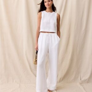 Marine Layer White Linen Pants